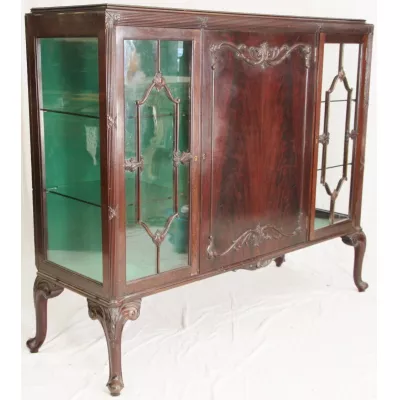 Original Edwardian Mahagoni 3-türige Vitrine ca. 1890