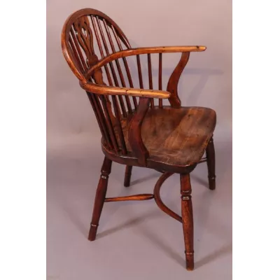 Antiker Eiben Holz Windsor Stuhl William Wheatland von ca. 1825