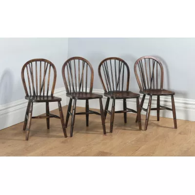 Original spätviktorianisches Stuhlset 4-teilig aus massiver Esche, Ulme und Buche von 1900