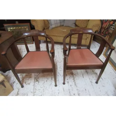 Antike original edwardianische Mahagoni Sessel  Paar 1890