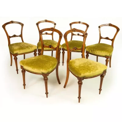 6 Stühle aus Nussbaumholz, original viktorianisch von 1870