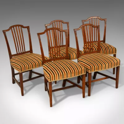 Georgische Esszimmerstühle, Mahagoniholz, 5-teiliges Set original von 1800