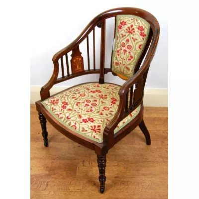 Komfortabler edwardianischer antiker Mahagoni Stuhl 1890 