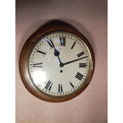 Elliott Fusee Wanduhr aus Eiche von ca. 1920