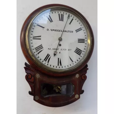 In Mahagoni und Messing eingelegte Fusee Drop-Dial Uhr von ca. 1870