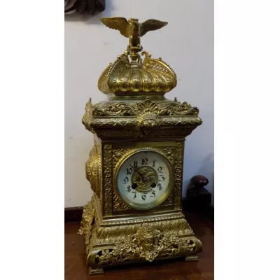 Große, original Viktorianische, französische mit Messing verkleidete Bracket Uhr 