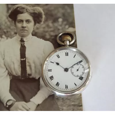 Antike silberne Taschenuhr, J. Rotherham & Son, 1907