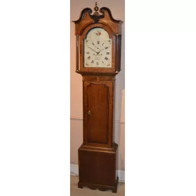 Georgische Longcase Uhr James Powell Worcester aus Mhagoni und Eiche 19.JH