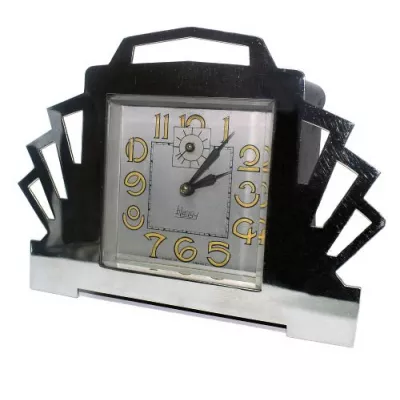 1930er Jahre französische Art-Deco Chrom Uhr von Blangy