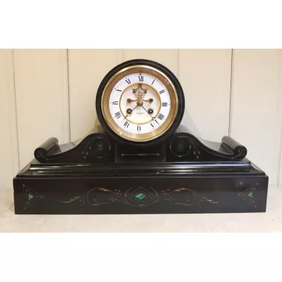 Schöne Original Viktorianische Uhr aus schwarzem Schiefer aus Frankreich, um 1870