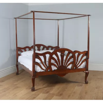  Original Art Deco Kolonial Mahagoni Kingsize Himmelbett (ca. 1920)