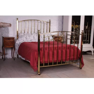 Edwardian Messing Doppelbett von ca. 1900