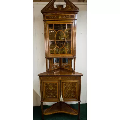 Edwardian Vitrineneckschrank Mahagoni Massivholz 1905 SA2047