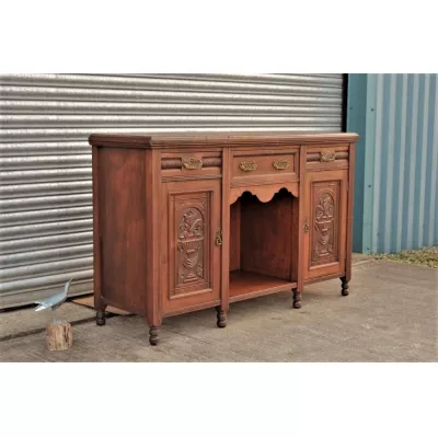 Edwardian Mahagoni Sideboard mit Stall von ca. 1900