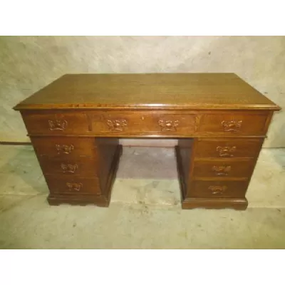 edwardianischer antiker Schreibtisch aus Eiche mit Knieloch von ca. 1900