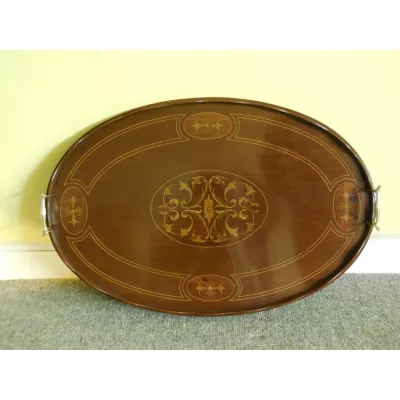 Edwardianisches Massivholz Mahagoni Tablett Servierplatte 1910