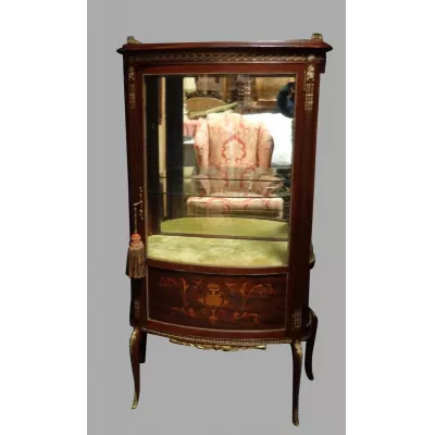 Sehr gute französische Intarsien Mahagoni Vitrine von ca. 1910