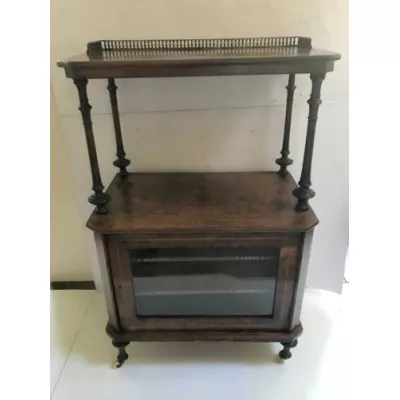 Viktorianischer antiker Wurzelholz Nussbaum Musikschrank Music Cabinet aus der Mitte des 19.JH
