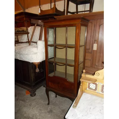 Edwardian Intarsien Mahagoni Vitrine von ca. 1900
