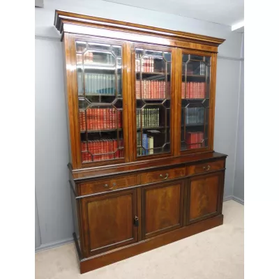 Großes edwardian eingelegtes Mahagoni Bibliotheken Bücherregal von ca. 1910