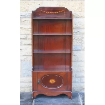 Mahagoni Intarsien offenes Bücherregal im georgischen Stil von circa 1900