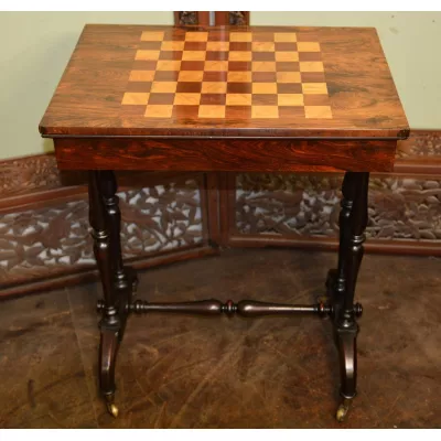 Viktorianischer Palisander Schachtisch von ca. 1870