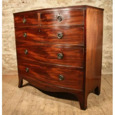 Original Bow Front Kommode, Mahagoni Massivholz, 1850