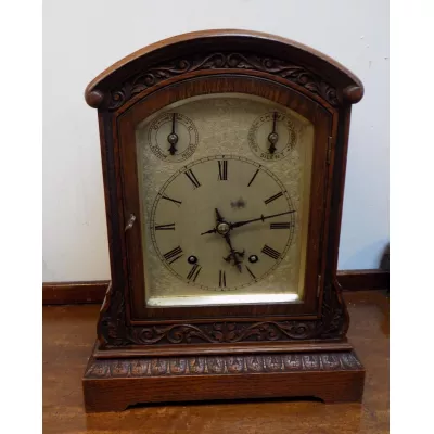 Original antike Winterhalder & Hoffmeir Uhr in geschnitztem Gehäuse aus Eiche, 1900