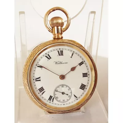 Original antike Waltham Fob Uhr, 14 Karat Gold, 1913 Worcestershire