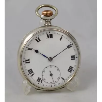 Antike englische Taschenuhr, silbern, 1915