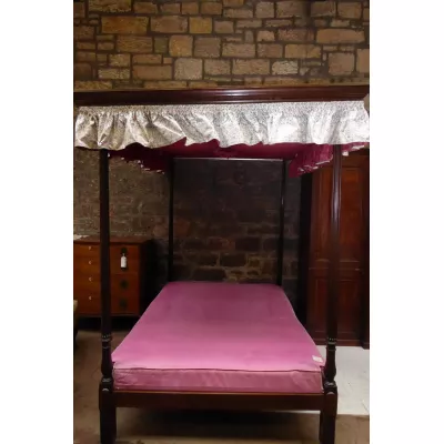 Englisches antikes Himmelbett, 1880, Massivholz Mahagoni