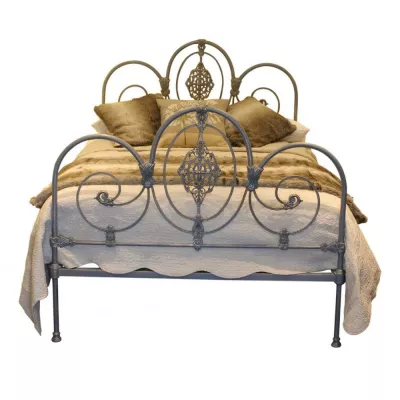 Antikes Bett original britisch, grau-gold, England 1880