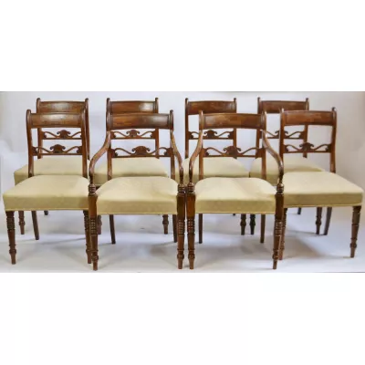 8 Original George III Massivholz Mahagoni Armstühle Stühle Set 1790 georgianisch