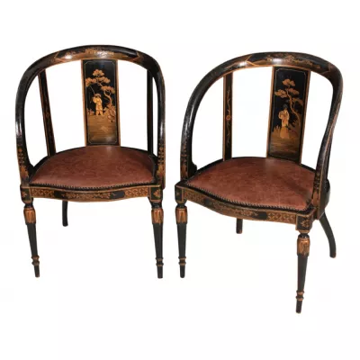 Original antike asiatische Stühle Armstühle Massivholz lackiert 1920 japanisch chinesisch