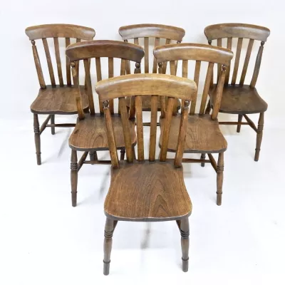 6 original viktorianische Ulmen Stühle Esszimmerstühle Massivholz 1850