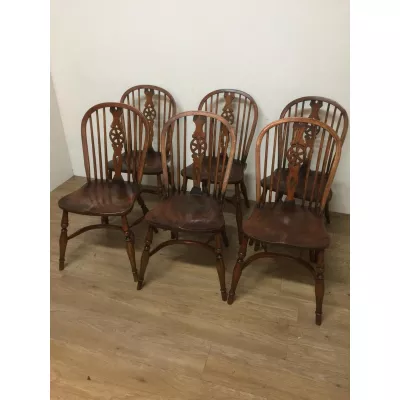 6 original antike Ulme Landhaus Stühle Esszimmerstühle Massivholz 1920