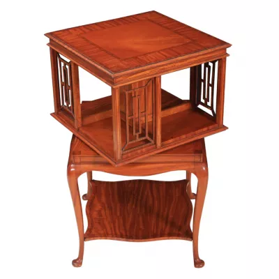 Viktorianisches Revolving Bookcase Bücherschrank Massivholz Palisander antik 1900