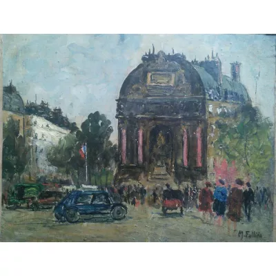 Französisches Paris Latinviertel antikes Ölgemälde, von ca. 1930-40, Maurice-Falliès