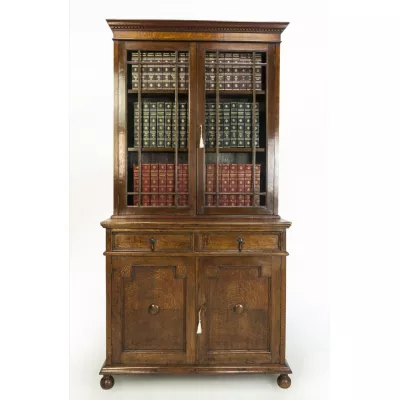 Schöner original viktorianischer Bücherschrank Massivholz Eiche 1900