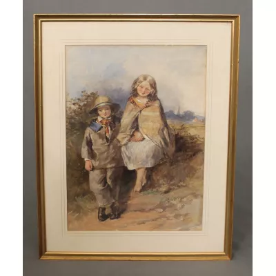 Viktorianisches Porträt figural Aquarell Otanoise Oakley Derby ca. 1855