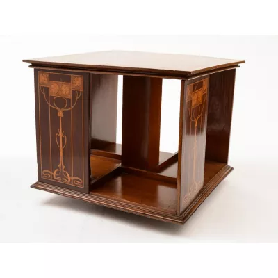 Original antiker Art Nouveau Mahagoni Revolving Bookcase Bücherregal Massivholz 1900