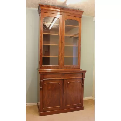 Viktorianischer Bücherschrank antik Mahagoni Massivholz 1850