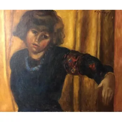Kendal Coles Hopkins "junge Frau in Paris" von ca. 1930, antikes Ölgemälde