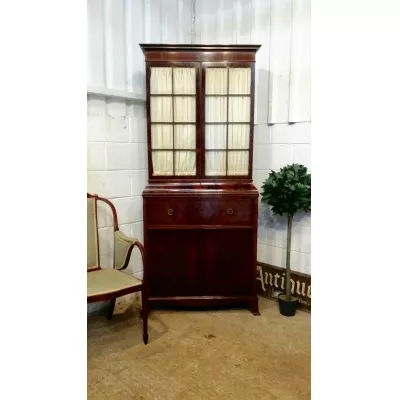 Edwardianischer Mahagoni Massivholz Bureau Bookcase Sekretär Bücherschrank 1900