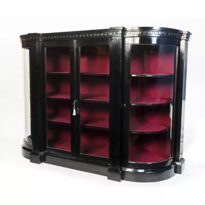 Edle große original viktorianische Massivholz Vitrine 1870