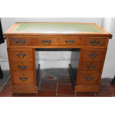 Edwardianischer antiker Schreibtisch Massivholz Eiche 1890