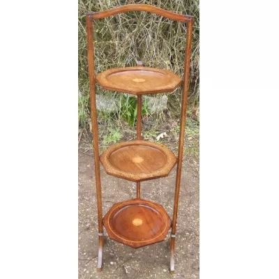 Antiker Edwardianischer Kuchenständer, klappbar, 1900