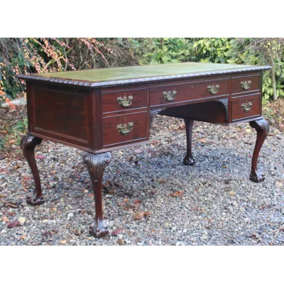 Georgianischer antiker Schreibtisch Mahagoni Massivholz, 1910