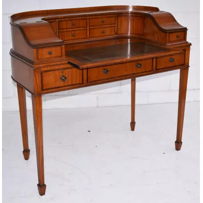 Original antiker Edwardian Satinholz Carlton House Schreibtisch, Mahagoni Massivholz, 19. Jahrhundert