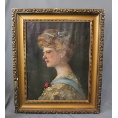 Ölgemälde, 19. Jahrhundert, Portrait einer jungen Dame